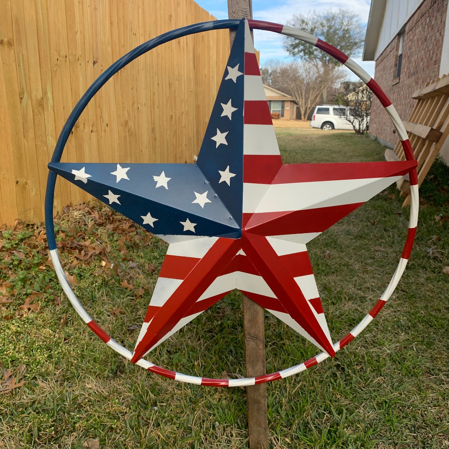 PEACE STAR SIGN METAL RED WHT BLUE STAR WESTERN HOME DECOR HANDMADE 12",16",24",32"36",38",40",48"