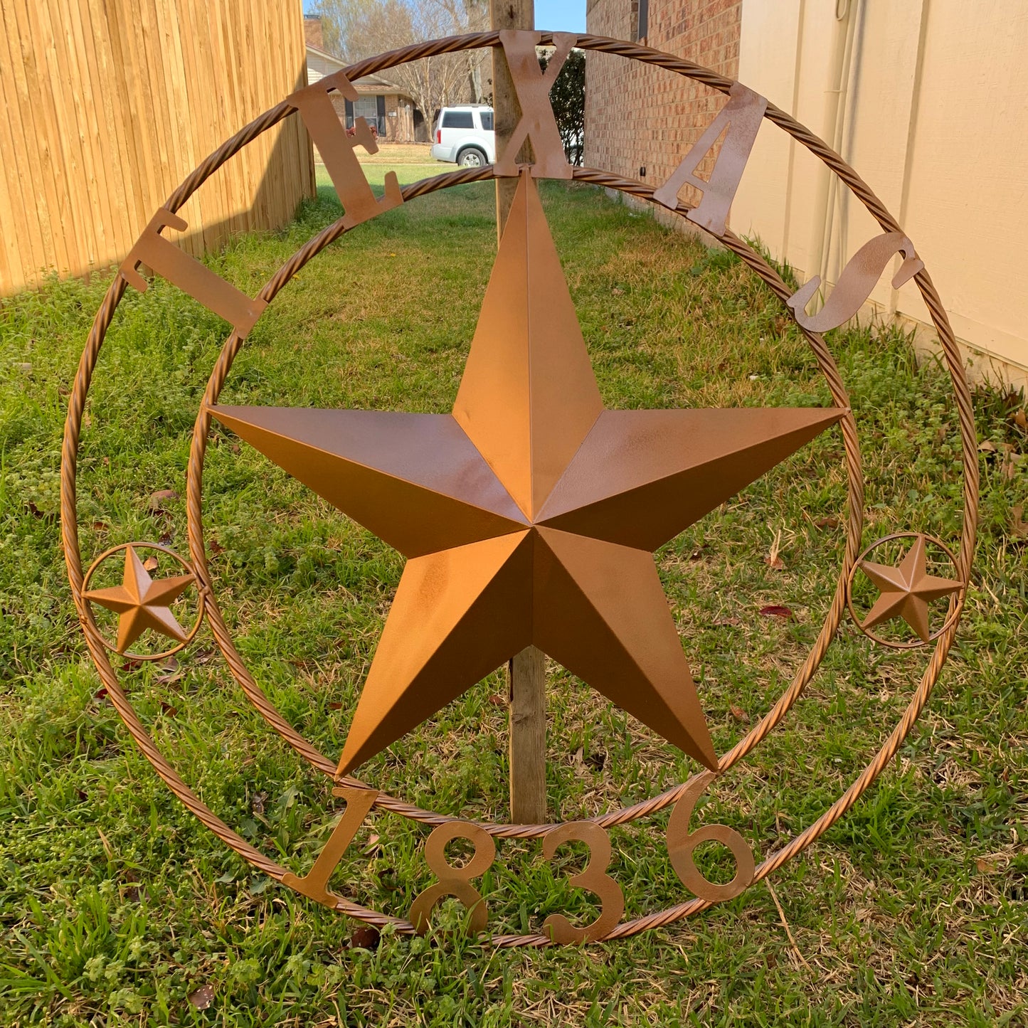 24", 32",36",40" TEXAS 1836 HAMMERED COPPER  BARN STAR METAL WALL WESTERN HOME DECOR HANDMADE NEW