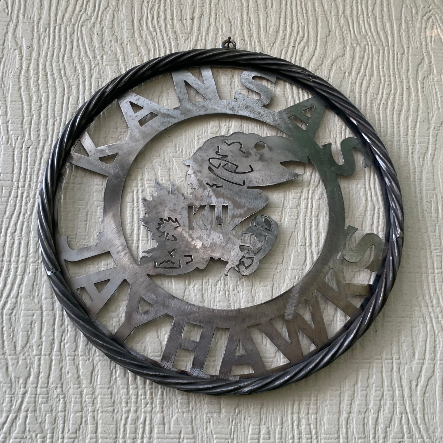 KANSAS JAYHAWKS RAW METAL CUSTOM VINTAGE CRAFT WALL ART TEAM SIGN HANDMADE