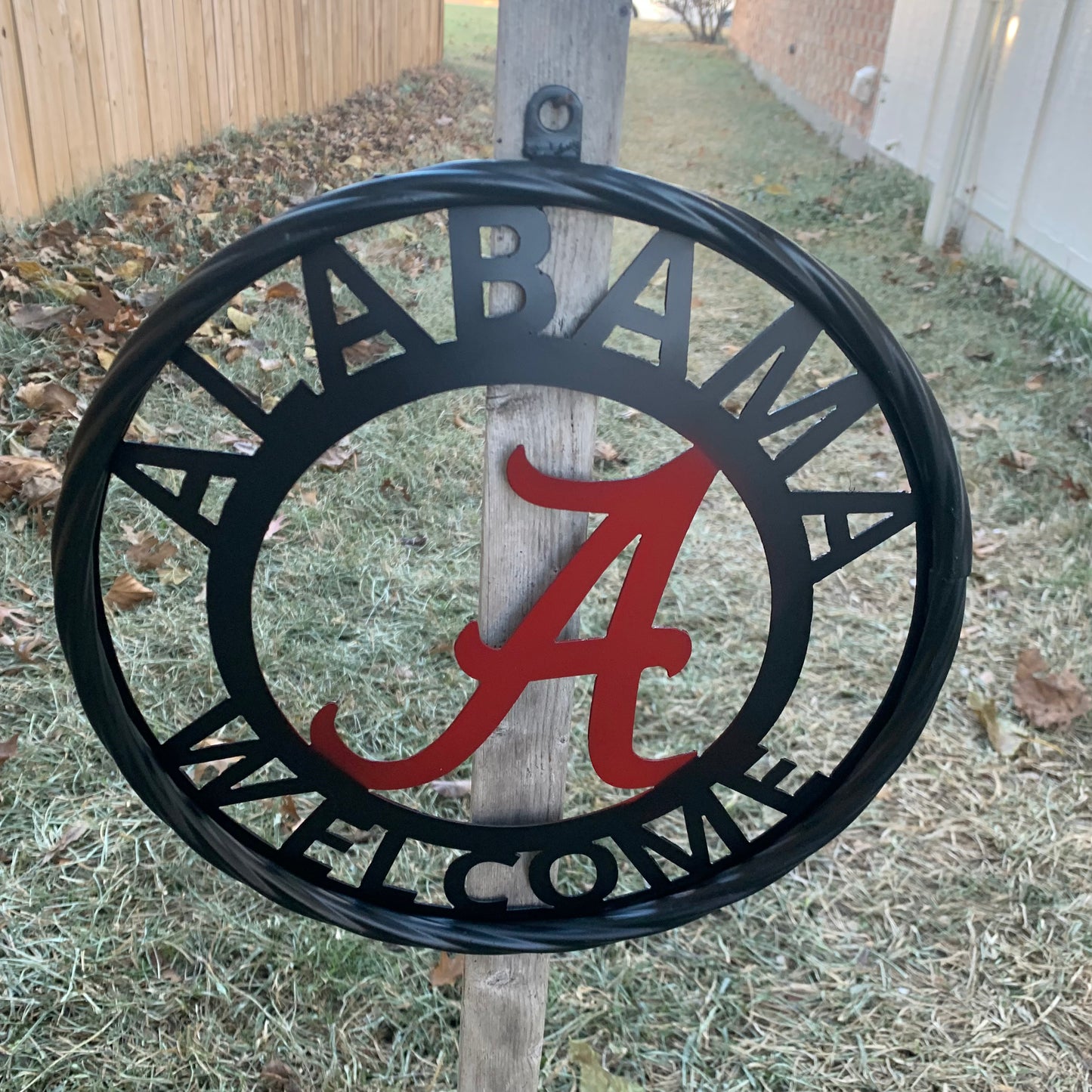 ALABAMA WELCOME RED & BLACK CUSTOM METAL VINTAGE SIGN TEAM HANDMADE