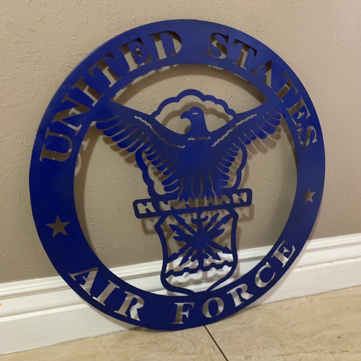 24" US AIR FORCE LASERCUT BLUE MILITARY METAL WALL ART AIRFORCE WESTERN HOME DECOR NEW