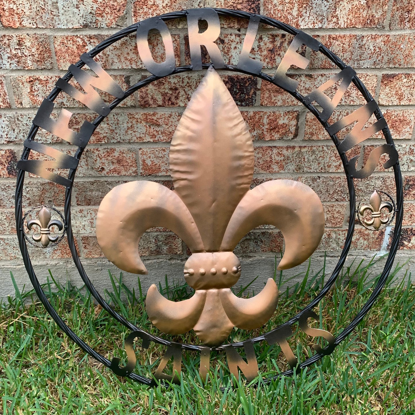 NEW ORLEANS SAINTS METAL SIGN WALL ART WESTERN HOME DECOR GOLD & BLACK HANDMADE #EH10272