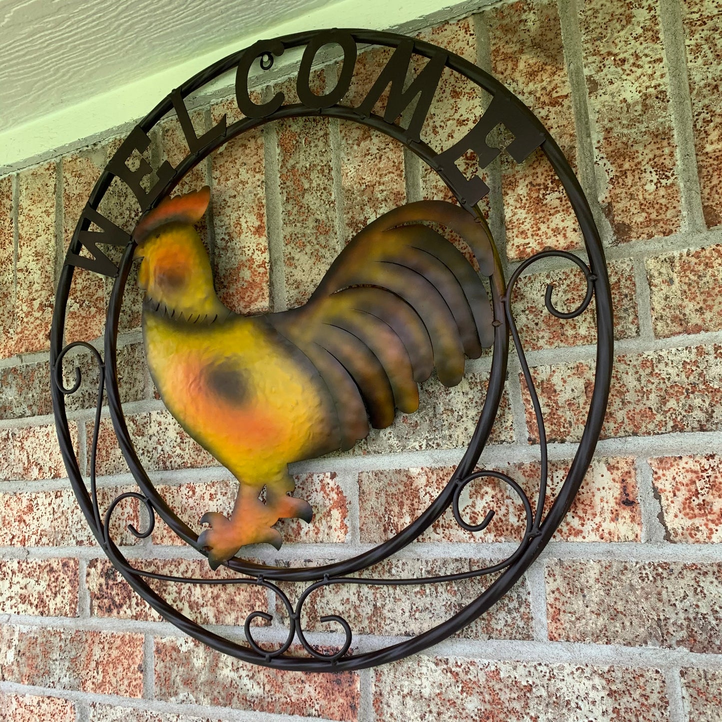 ROOSTER WELCOME 24" METAL SCROLL STYLE WESTERN HOME DECOR HANDMADE NEW-#EH10143