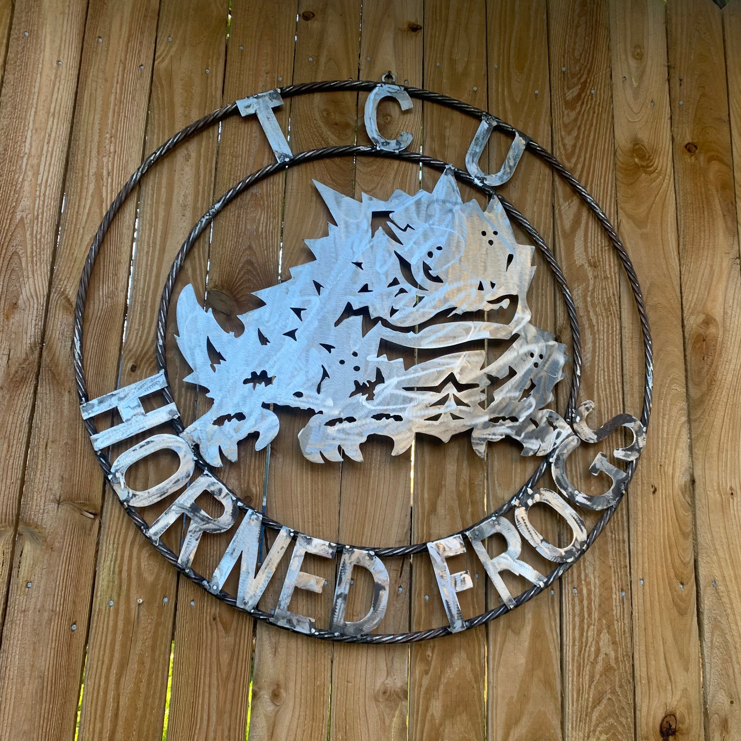 18",24",32" TCU HORNED FROGS RAW METAL CUSTOM VINTAGE CRAFT TEAM SIGN HANDMADE