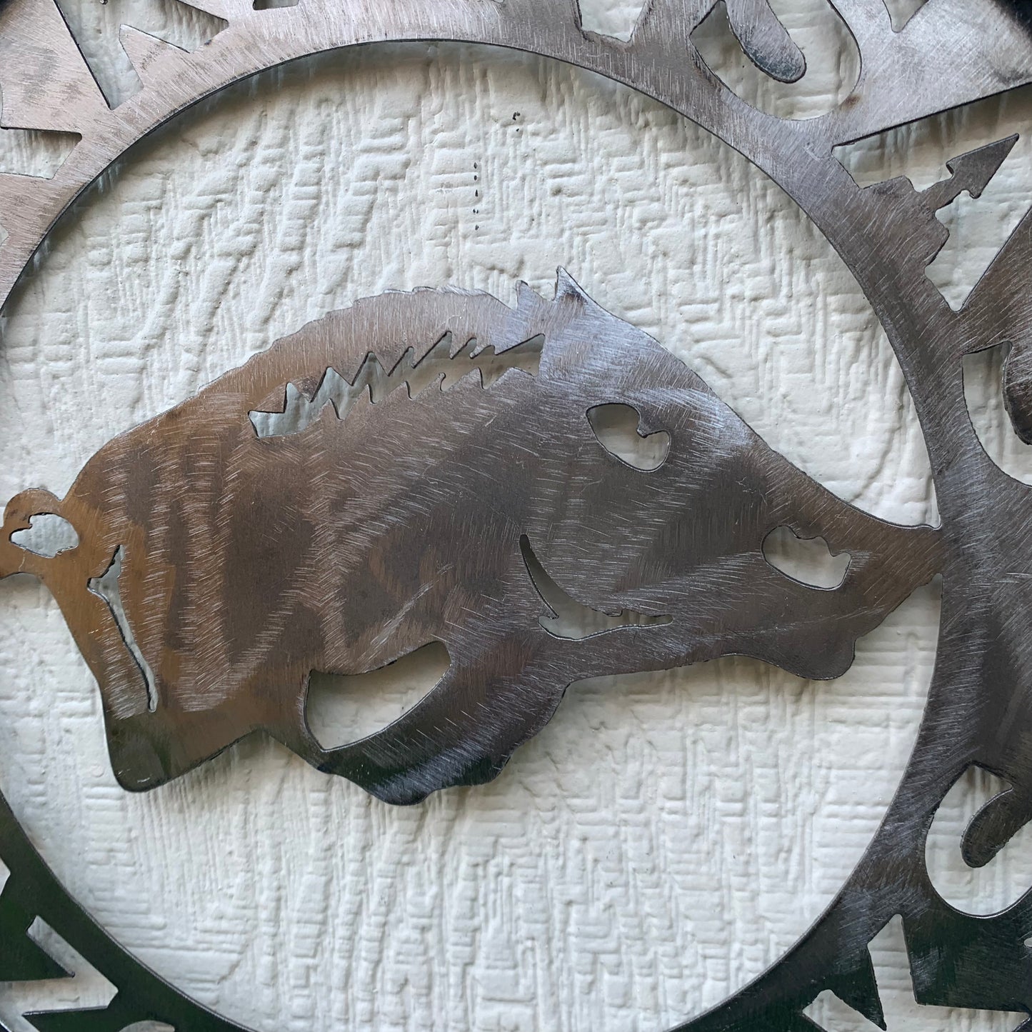 12", 18", 24", 32" ARKANSAS RAZORBACKS CUSTOM RAW METAL VINTAGE CRAFT WIDE BAND RING TEAM SIGN HANDMADE