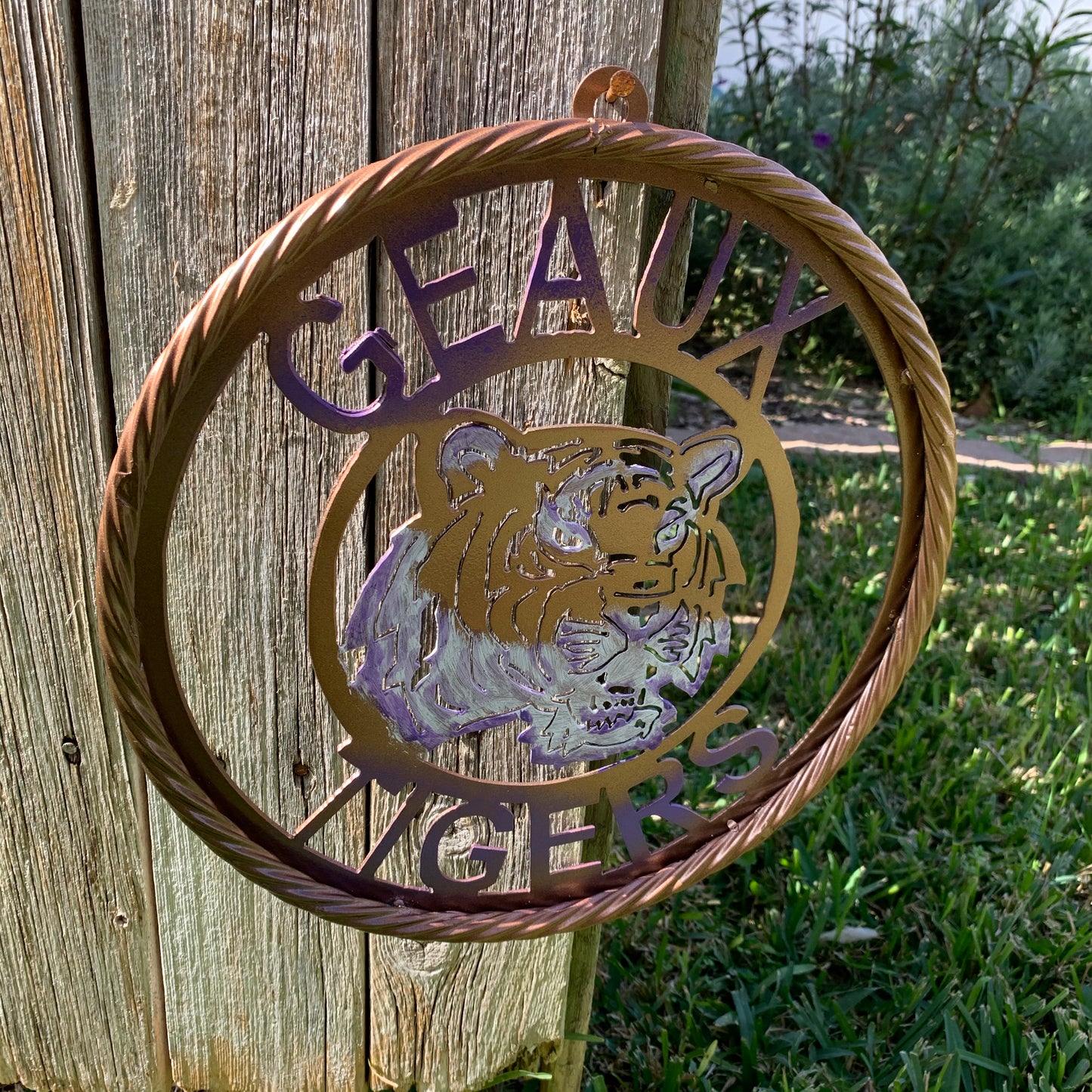 12",18",24",32" GEAUX TIGERS CUSTOM VINTAGE METAL CRAFT TEAM WALL ART HANDMADE