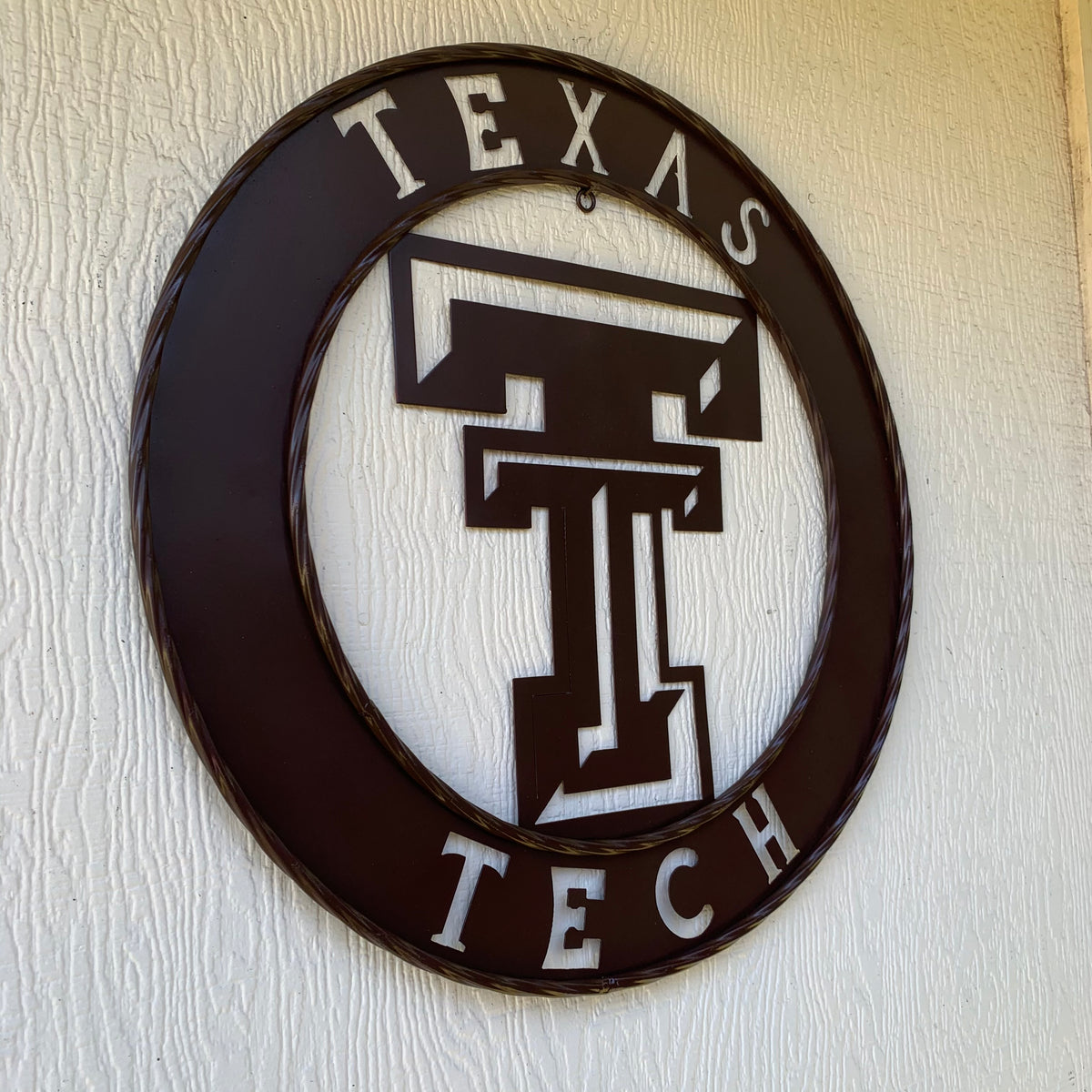 12", 18", 24", 32" TEXAS TECH BROWN WIDE BAND DISC RING CUSTOM METAL VINTAGE CRAFT SIGN HANDMADE TO ORDER
