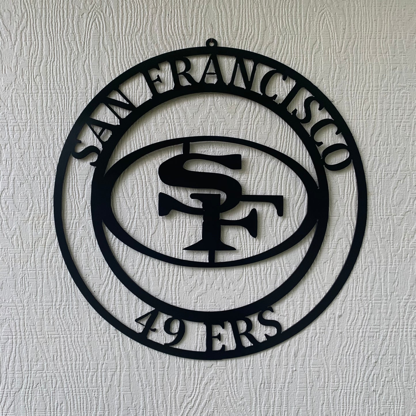 SAN FRANCISCO 49ERS METAL CUSTOM VINTAGE CRAFT TEAM SIGN RUSTIC BLACK HAND MADE IN USA 18",24",36",40",50"