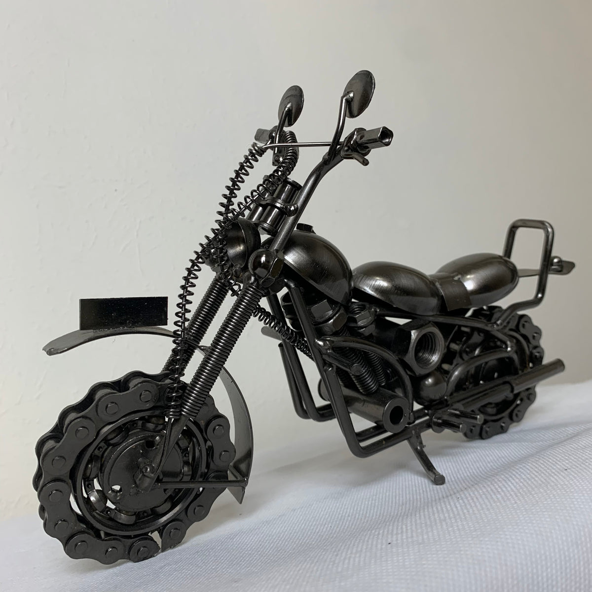 12" HARLEY STYLE MOTORCYCLE GUN METAL WESTERN HOME BAR DECOR NEW