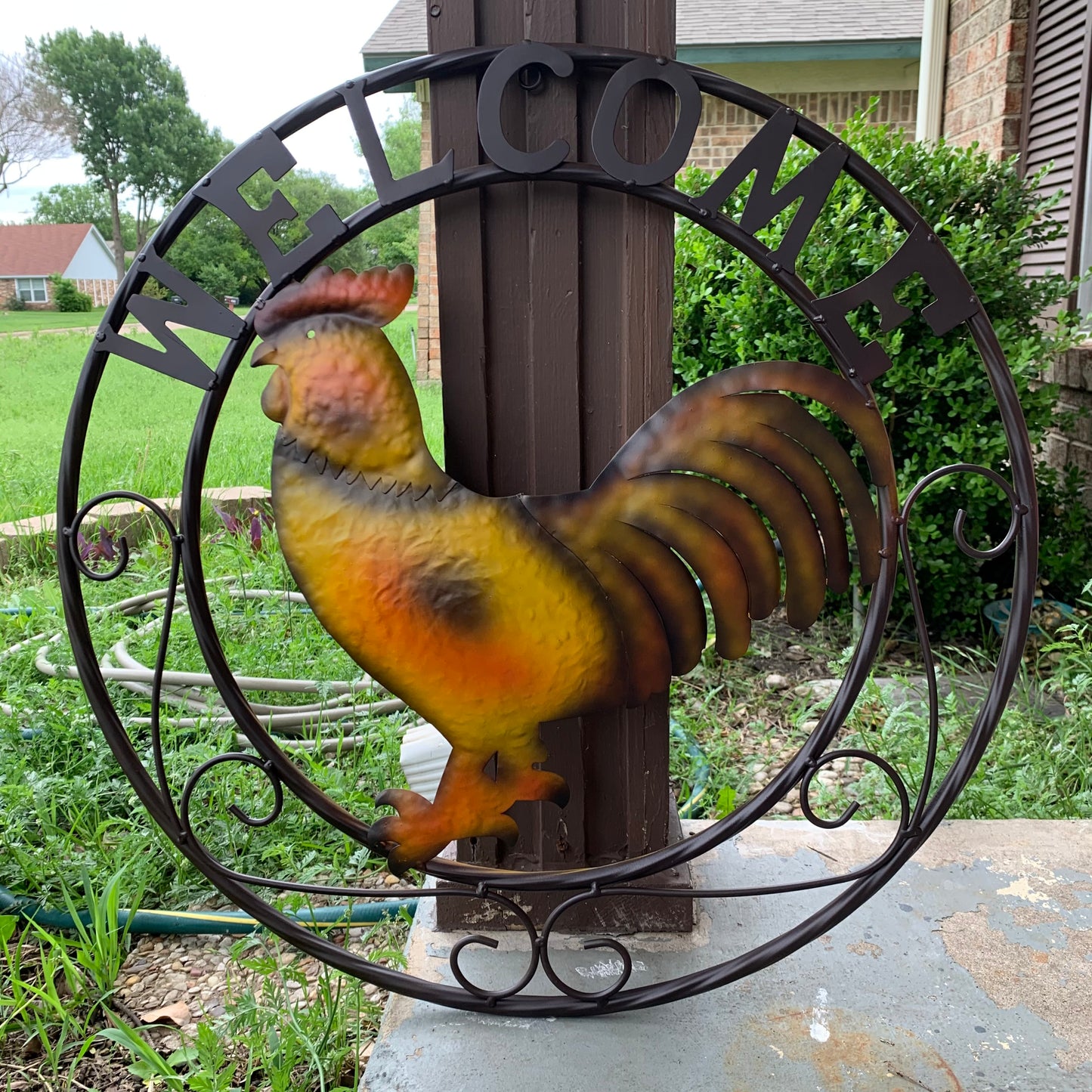ROOSTER WELCOME 24" METAL SCROLL STYLE WESTERN HOME DECOR HANDMADE NEW-#EH10143