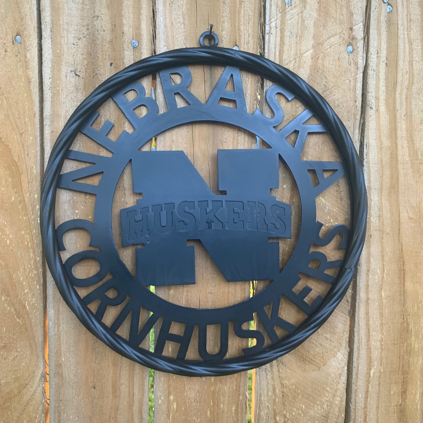 12" NEBRASKA HUSKERS BLACK METAL CUSTOM VINTAGE CRAFT TEAM SIGN