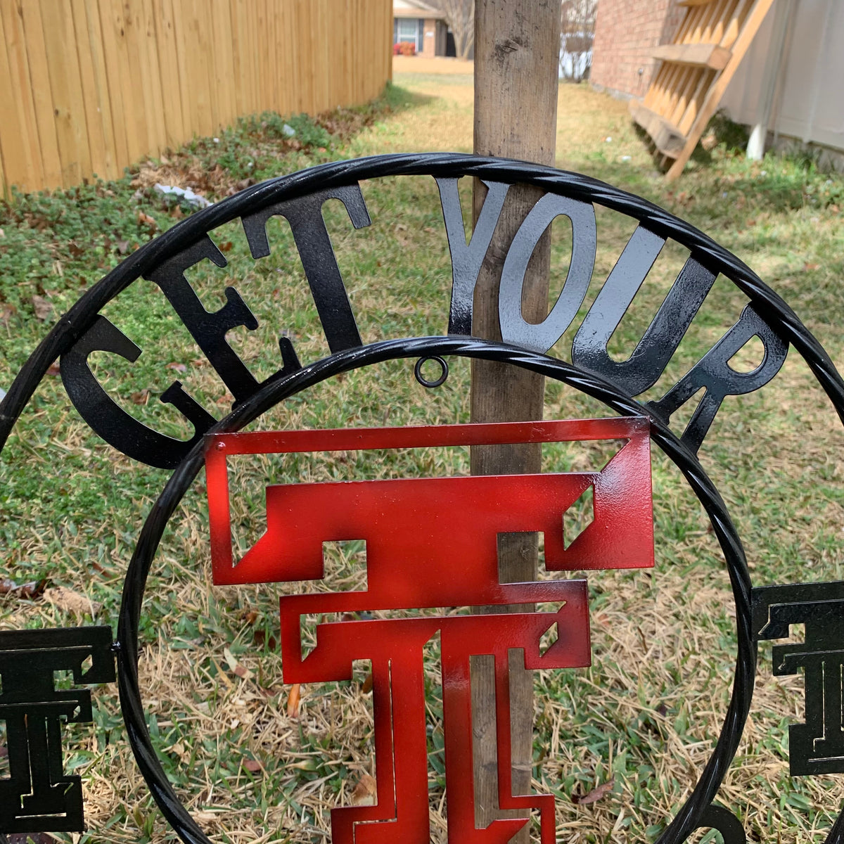 12", 18", 24", 32" GET YOUR GUNS UP TEXAS TECH CUSTOM METAL VINTAGE CRAFT TEAM SIGN