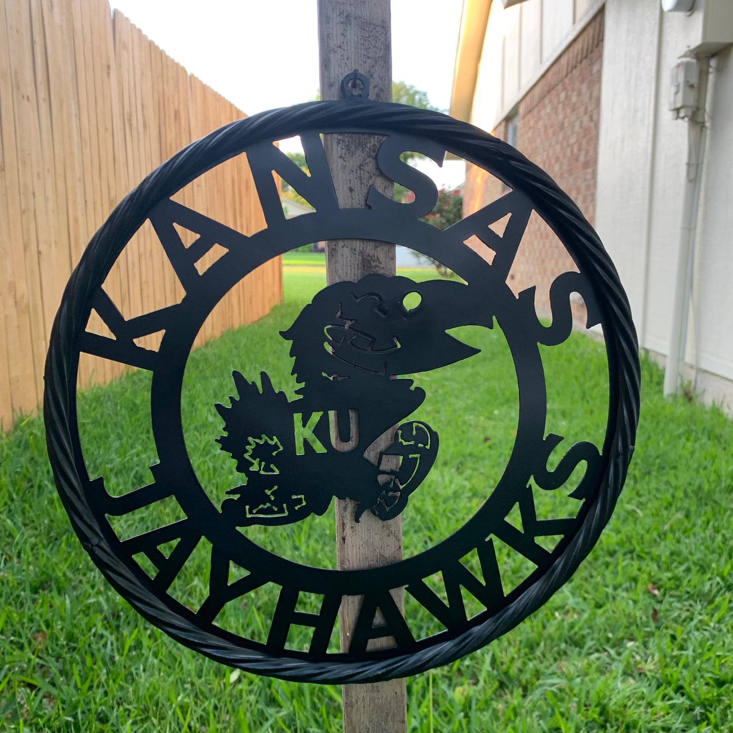 KANSAS JAYHAWKS BLACK METAL CUSTOM VINTAGE CRAFT WALL ART TEAM SIGN HANDMADE