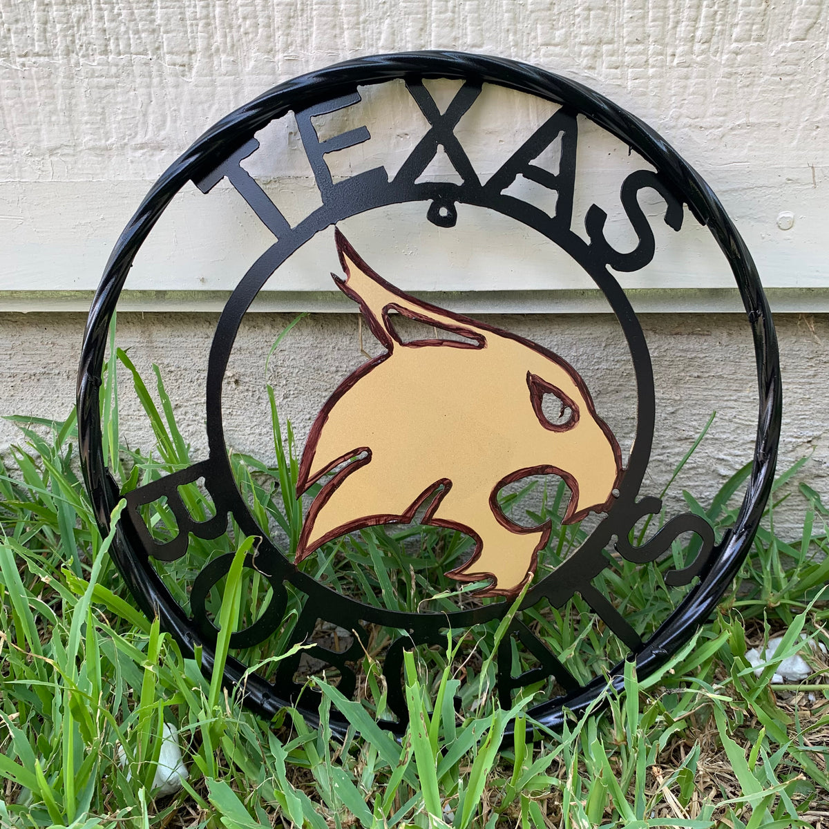 12" TEXAS BOBCATS CUSTOM METAL VINTAGE CRAFT SIGN TEAM WESTERN HOME DECOR HANDMADE