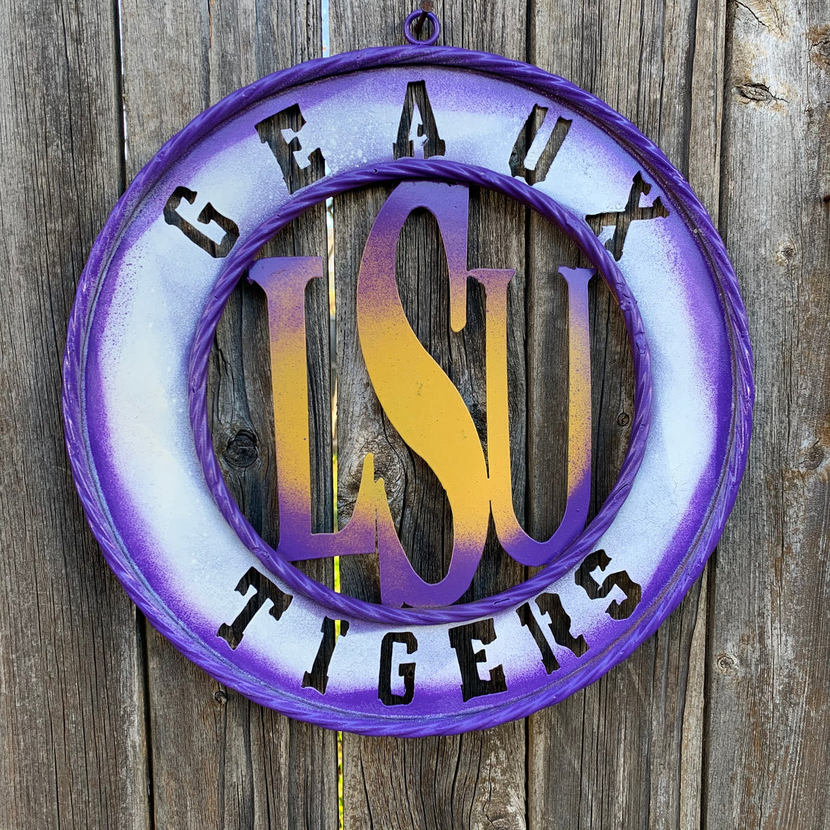12",18",24",32" LSU GEAUX TIGERS CUSTOM METAL VINTAGE CRAFT SIGN TEAM WALL ART WESTERN HOME DECOR