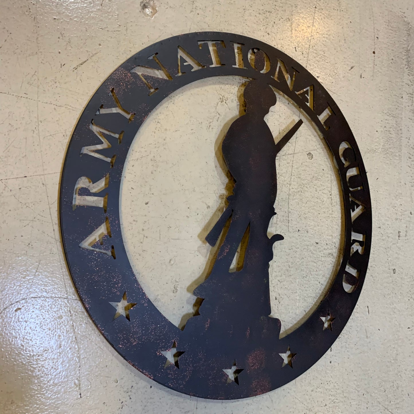 24" ARMY NATIONAL GUARD CUSTOM METAL VINTAGE CRAFT METAL WALL ART WESTERN HOME DECOR