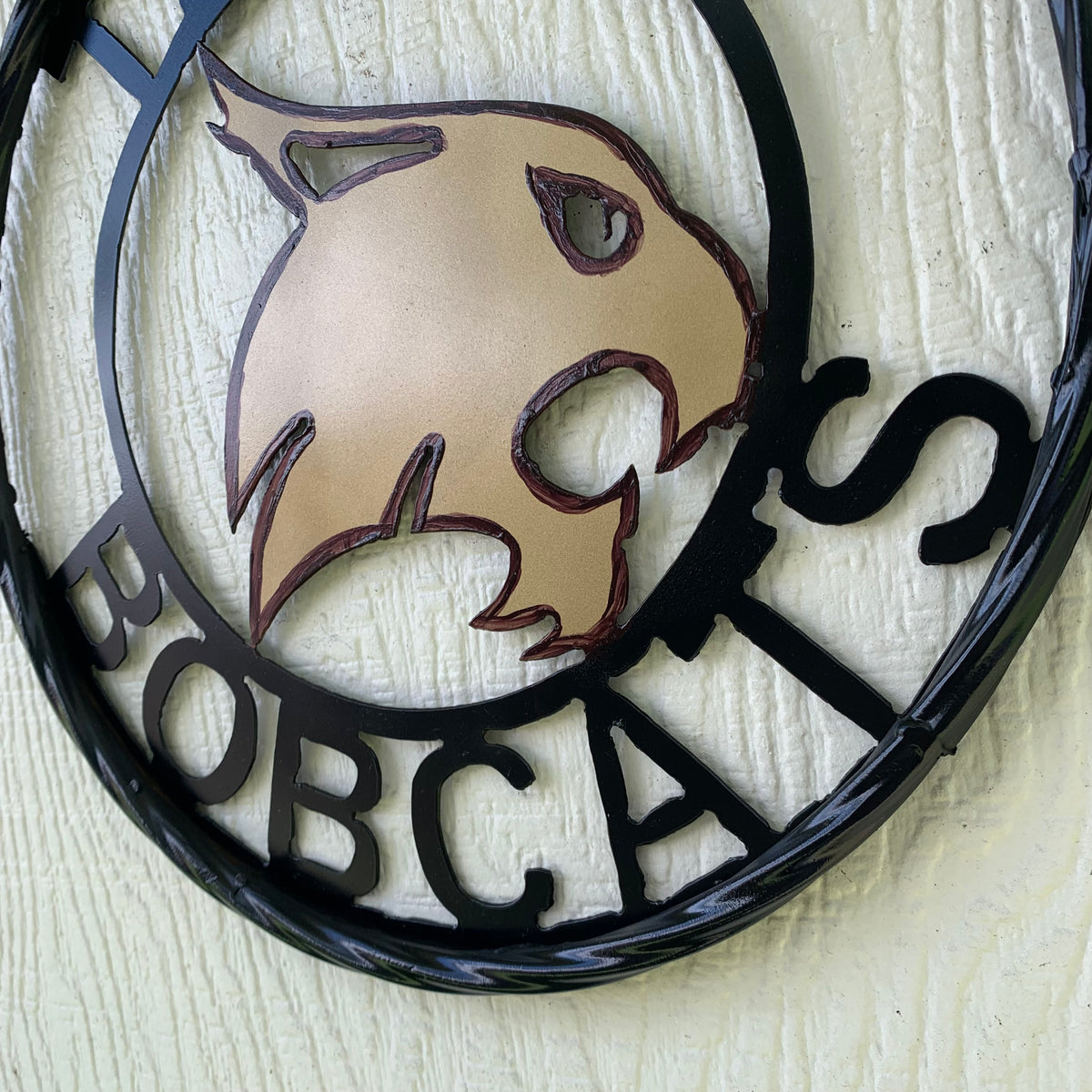 12" TEXAS BOBCATS CUSTOM METAL VINTAGE CRAFT SIGN TEAM WESTERN HOME DECOR HANDMADE
