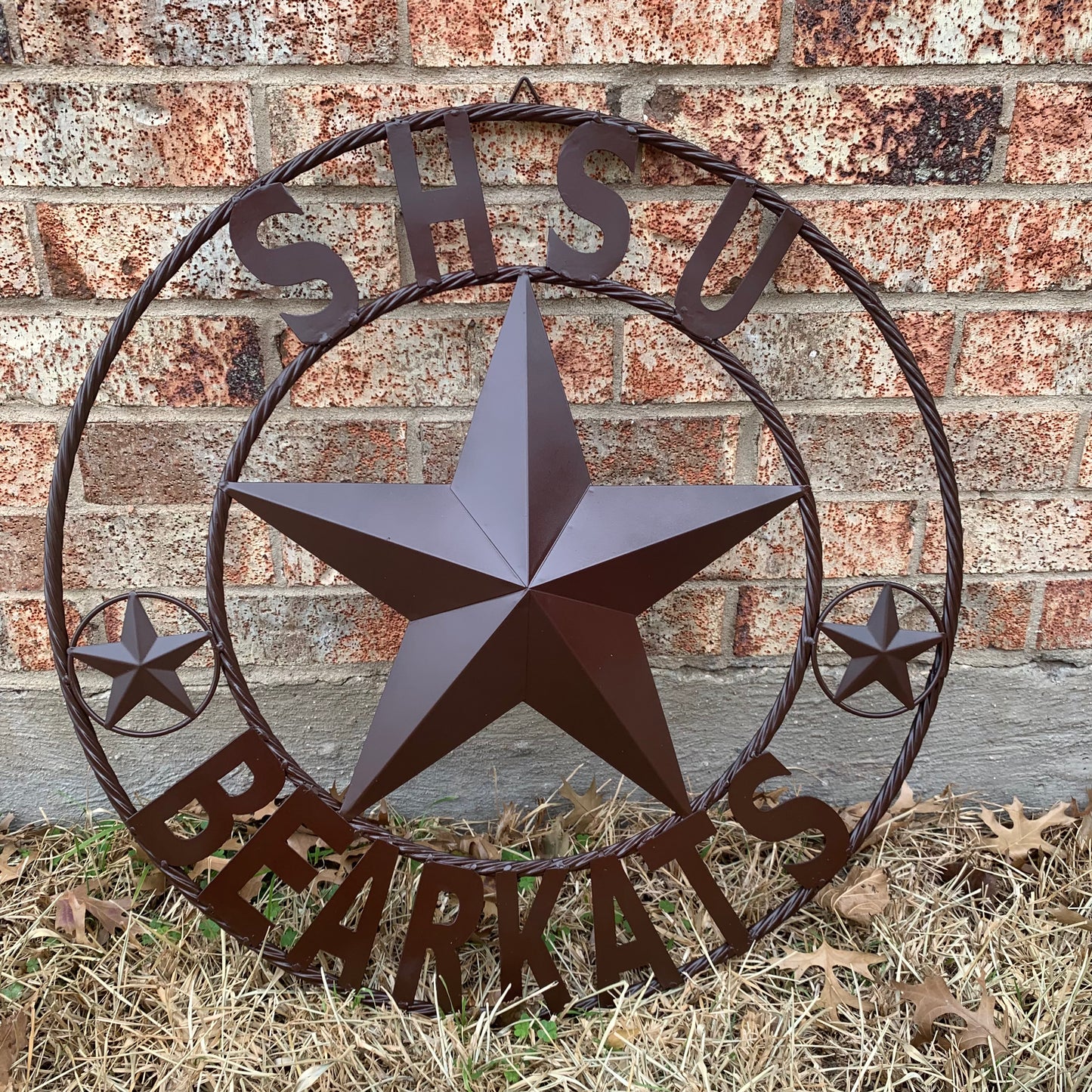 24",32" SHSU SAM HOUSTON BEARKATS RUSTIC BROWN METAL CUSTOM VINTAGE CRAFT RUSTIC BROWN TEAM STAR HANDMADE