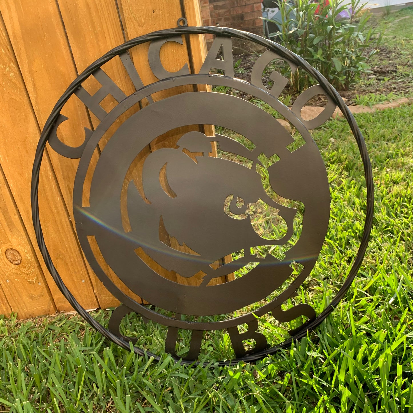 12", 18", 24", 32" CHICAGO CUBS CUSTOM BLACK & RAW METAL VINTAGE CRAFT TEAM SPORTS SIGN HANDMADE