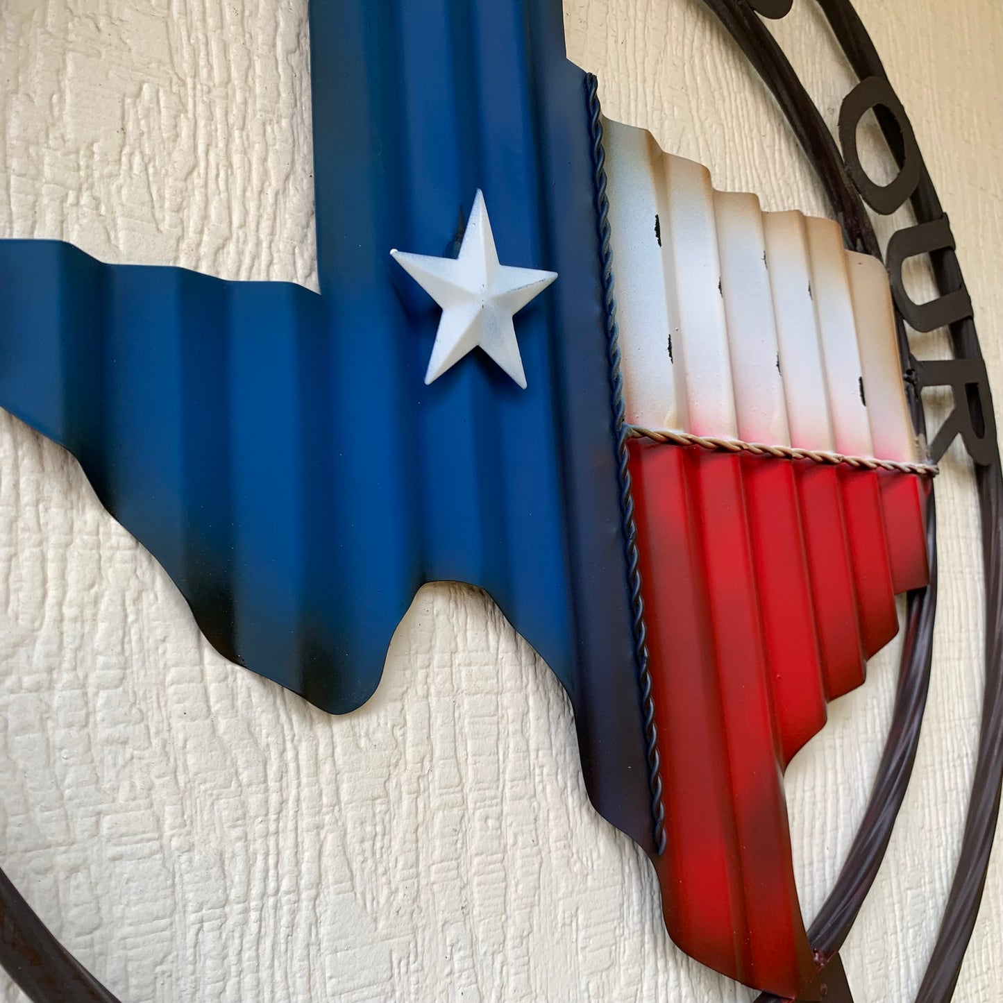 24" WAVY GOD BLESS PUR HOME STATE OF TEXAS METAL CRAFT SIN WESTERN HOME DECOR HANDMADE NEW #EH12970