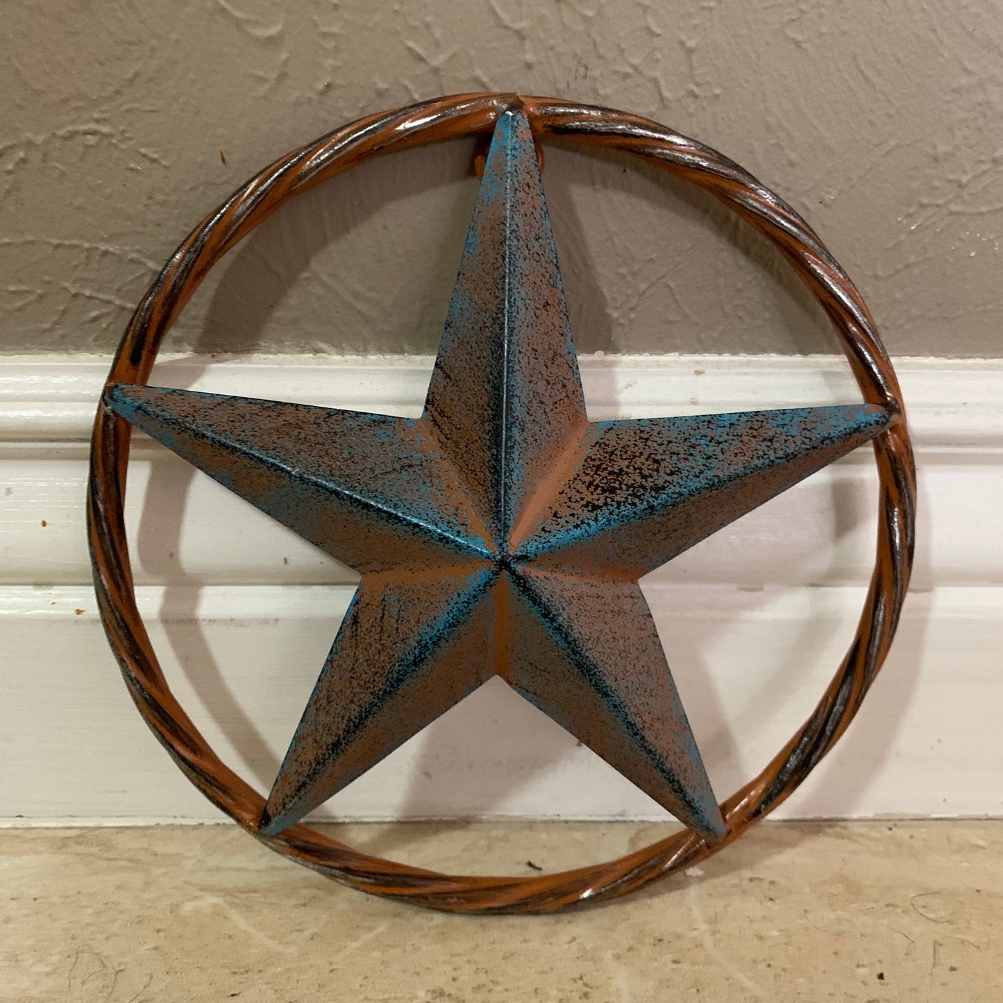 TURQUOISE DISTRESSED BARN METAL STAR WESTERN HOME DECOR ART HANDMADE #EH13601
