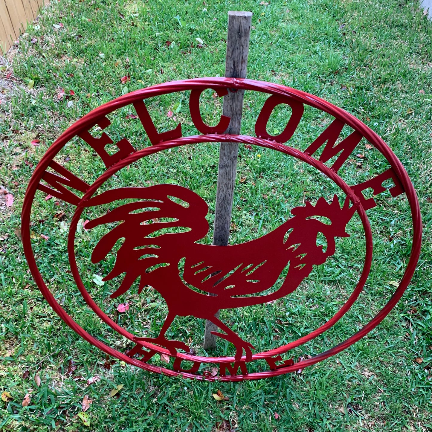 YOUR CUSTOM NAME RED ROOSTER LASERCUT METAL ART WITH RING DESIGN WESTERN METAL ANIMAL ART HOME WALL DECOR BRAND NEW