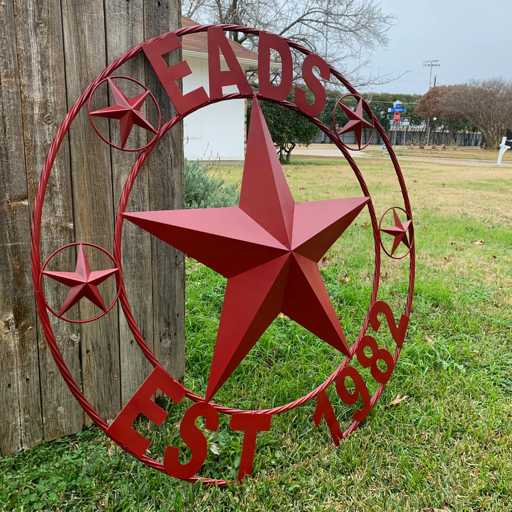 PHILLIPS STYLE YOUR CUSTOM STAR METAL NAME RUSTIC BURGUNDY RED PHILLIPS CUSTOM 3d STAR METAL NAME BARN STAR TWISTED ROPE RING DESIGN METAL WALL ART HOME DECOR ANY SIZE