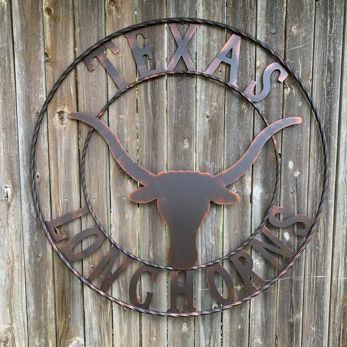 TEXAS LONGHORNS CUSTOM METAL VINTAGE CRAFT SIGN TEAM ART WESTERN HOME DECOR RUSTIC BRONZE HANDMADE #EH12565