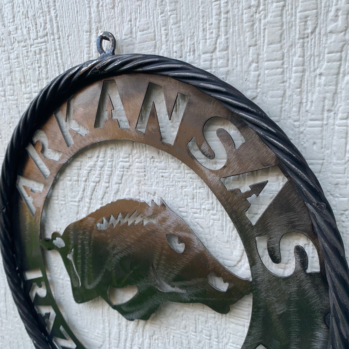 12", 18", 24", 32" ARKANSAS RAZORBACKS CUSTOM RAW METAL VINTAGE CRAFT WIDE BAND RING TEAM SIGN HANDMADE