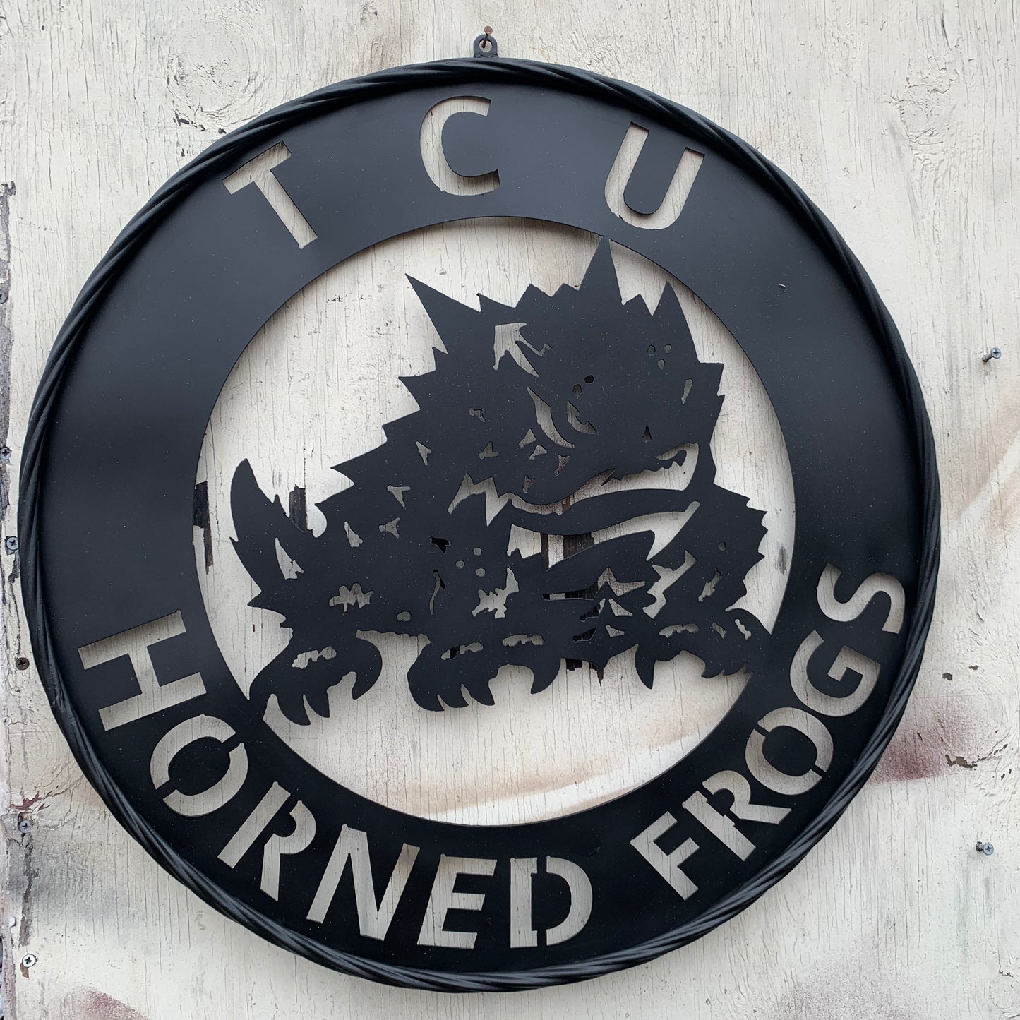 TCU HORNED FROGS CUSTOM BLACK METAL VINTAGE CRAFT SIGN HANDMADE