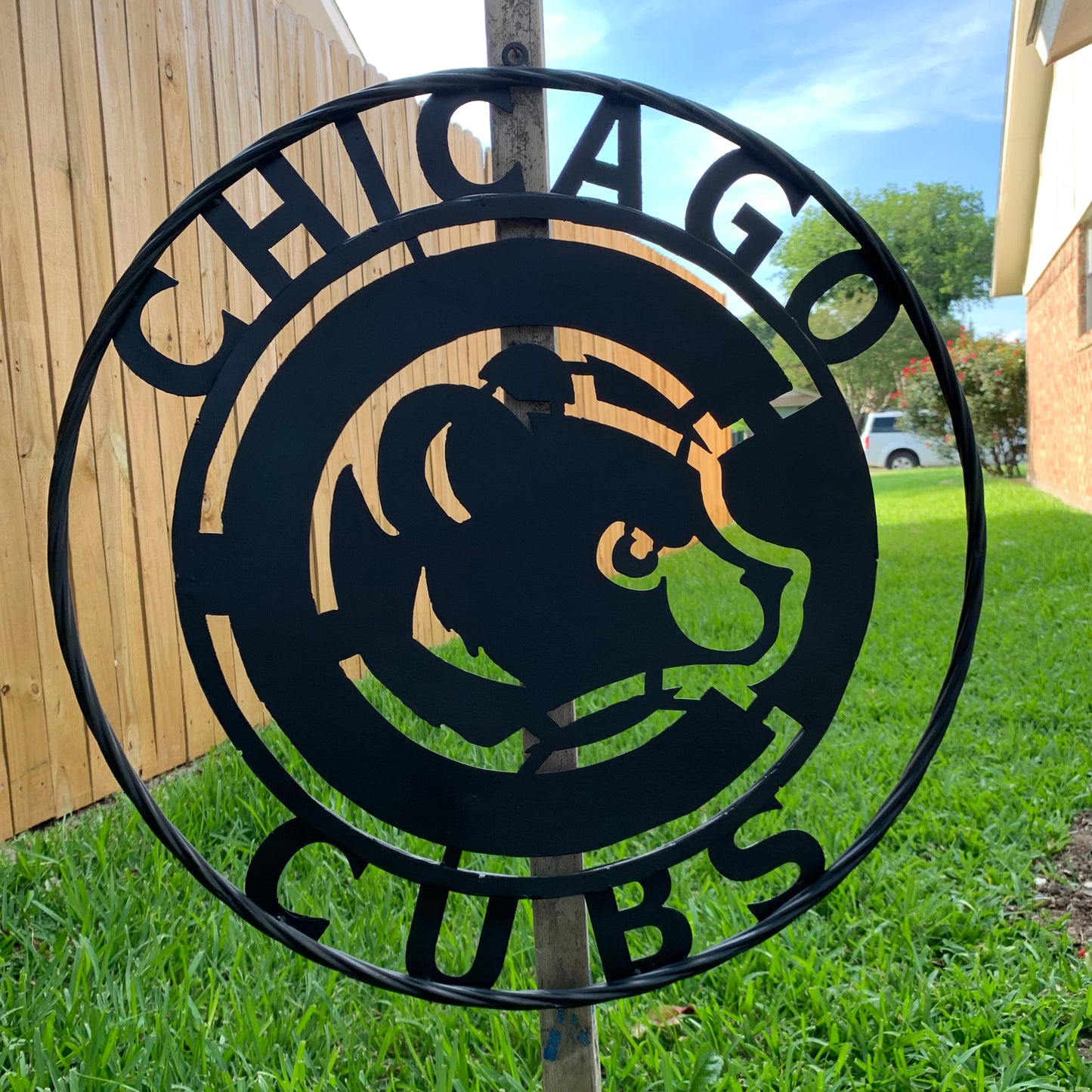 12", 18", 24", 32" CHICAGO CUBS CUSTOM BLACK & RAW METAL VINTAGE CRAFT TEAM SPORTS SIGN HANDMADE