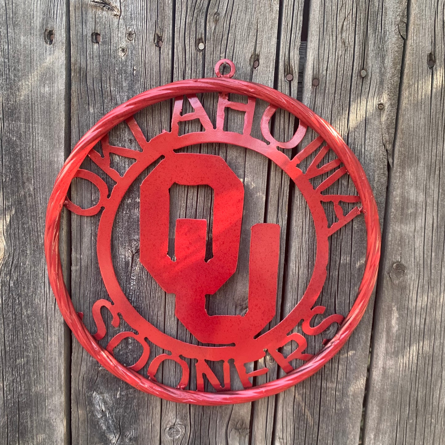 OU OKLAHOMA SOONERS RUSTIC RED METAL CUSTOM VINTAGE CRAFT WALL ART TEAM SIGN HANDMADE 12", 18", 24", 32"