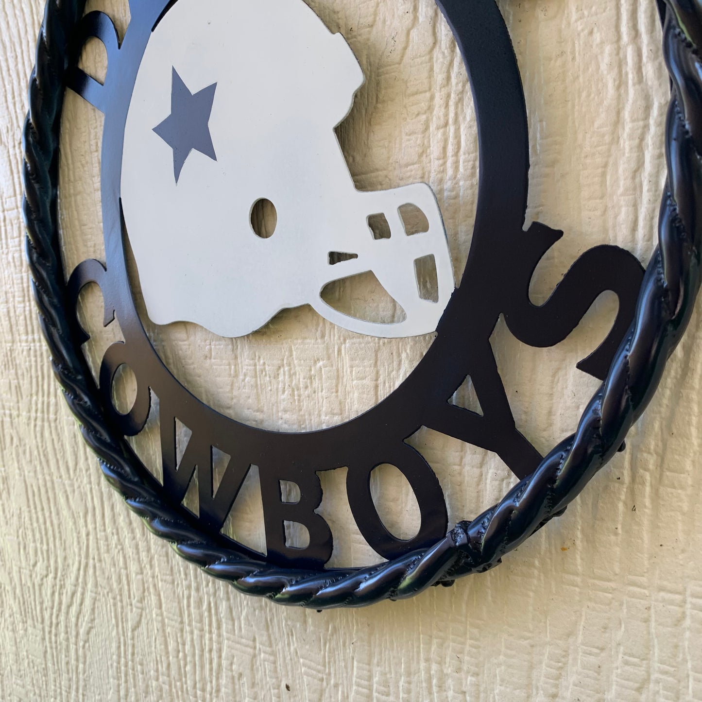 12", 18", 24", 32" DALLAS COWBOYS HELMET SIGN NAVY BLUE & WHITE METAL CUSTOM VINTAGE CRAFT WALL ART TEAM SIGN HANDMADE