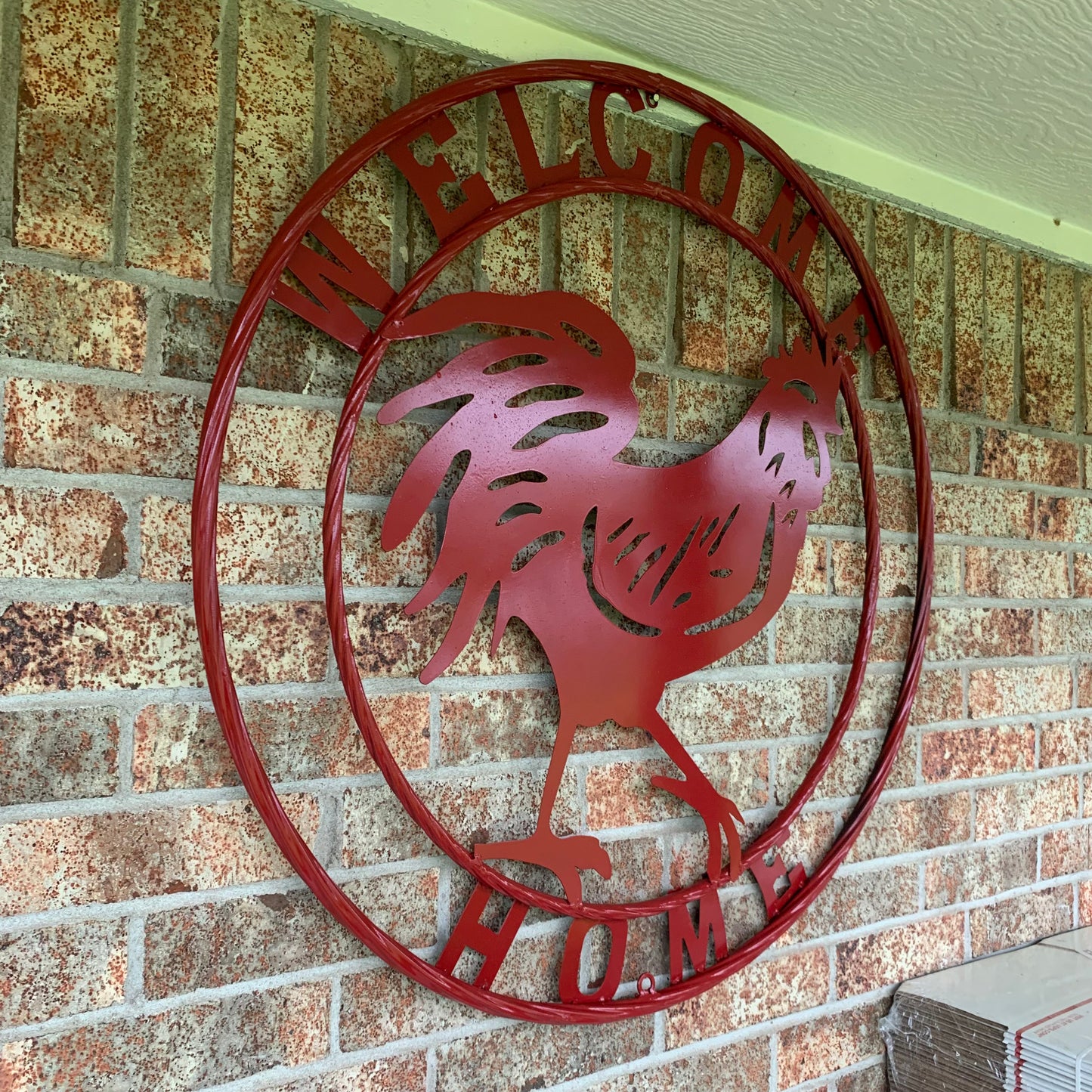 YOUR CUSTOM NAME RED ROOSTER LASERCUT METAL ART WITH RING DESIGN WESTERN METAL ANIMAL ART HOME WALL DECOR BRAND NEW