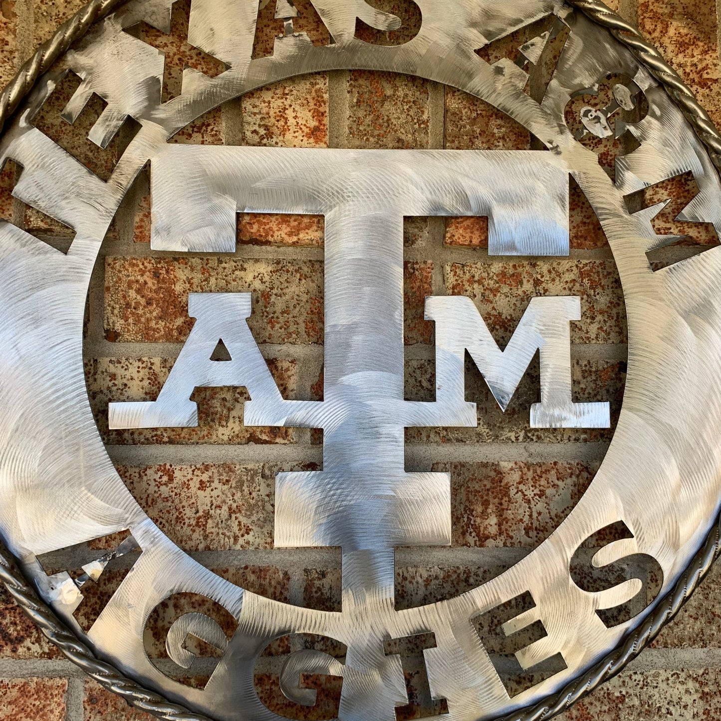 TEXAS A&M WIDE BAND RAW METAL CUSTOM VINTAGE CRAFT WALL ART TEAM SIGN HANDMADE