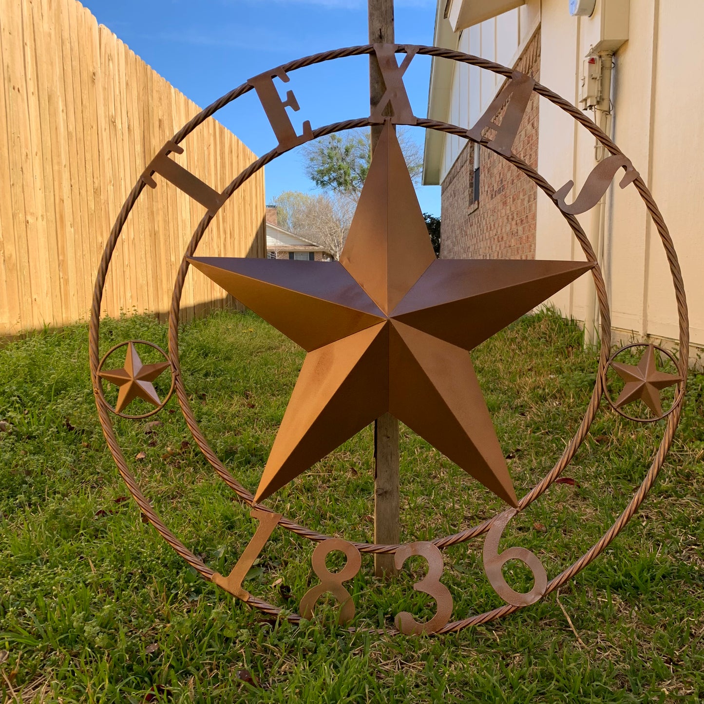 24", 32",36",40" TEXAS 1836 HAMMERED COPPER  BARN STAR METAL WALL WESTERN HOME DECOR HANDMADE NEW
