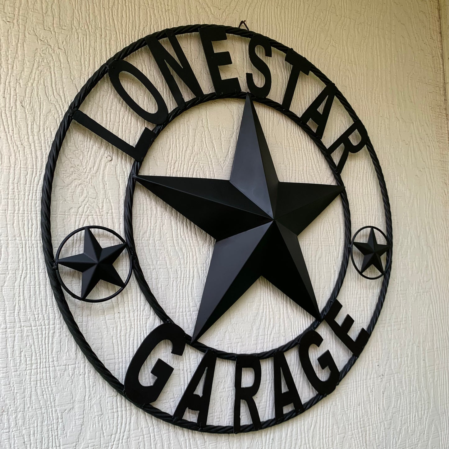 LONESTAR GARAGE STYLE CUSTOM BARN NAME STAR LONESTAR GARAGE METAL NAME BARN STAR WITH TWISTED ROPE RING 3d STAR ART WESTERN HOME DECOR RUSTIC BROWN