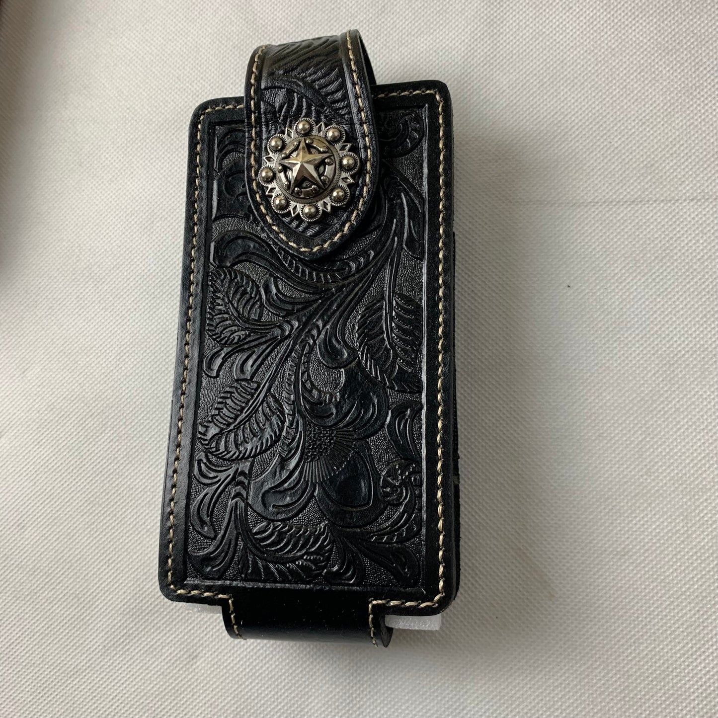 #WS341F 7" LONE STAR BLACK LEATHER HOLSTER POUCH EXTRA LARGE  BELT LOOP CELL PHONE CASE UNIVERSAL OVERSIZE--FREE SHIPPING