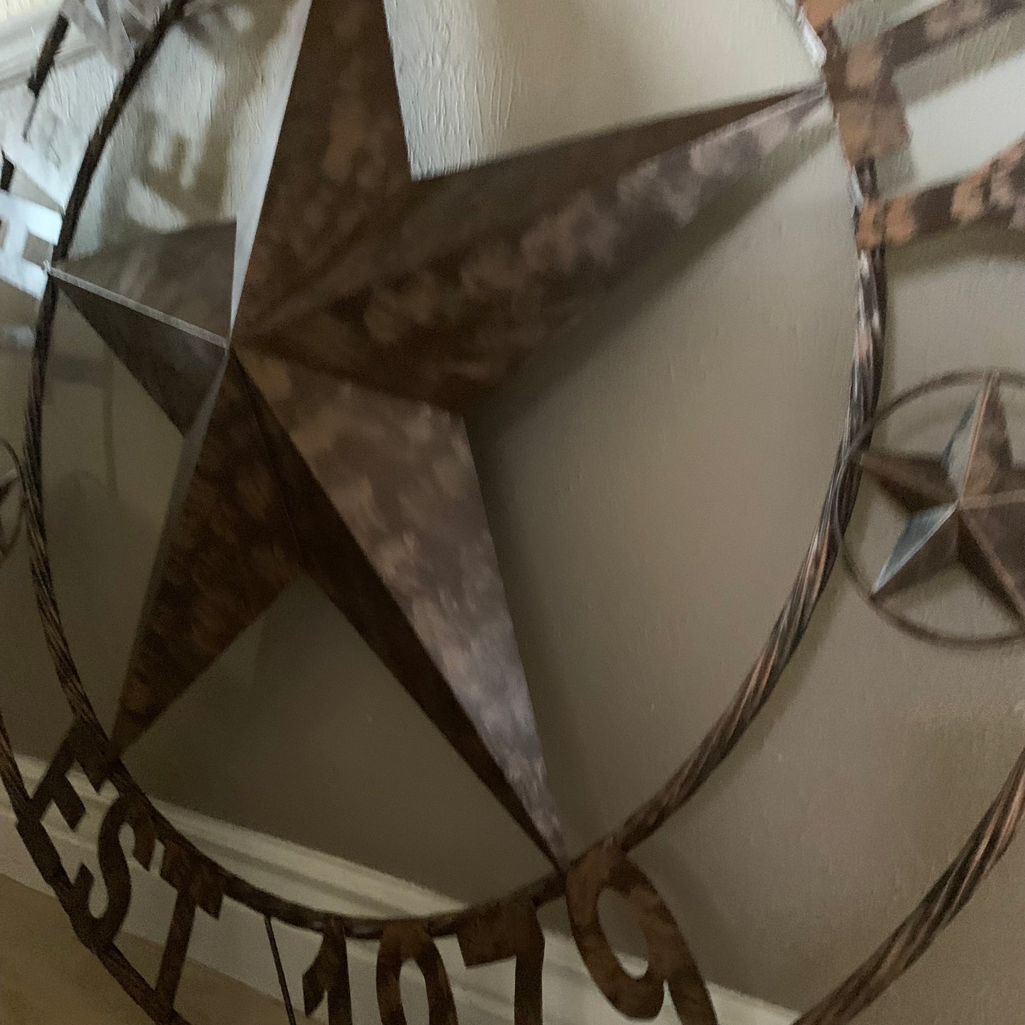COLOMINA STYLE YOUR CUSTOM NAME BARN STAR BRONZE BRUSH COPPER METAL STAR 3d TWISTED ROPE RING COLOMINA WESTERN HOME DECOR RUSTIC VINTAGE HANDMADE 24",32",36",40",42",44",46",50"