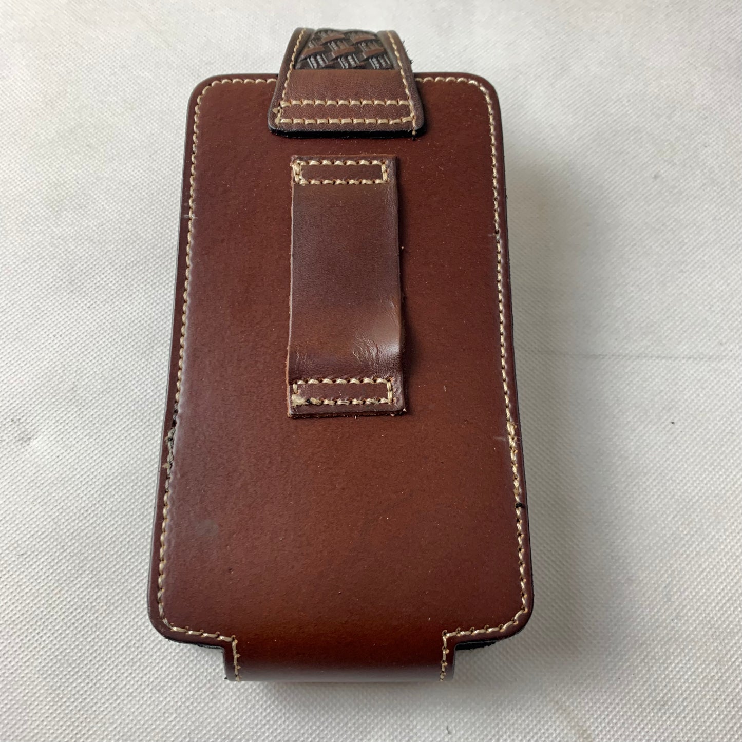 #WS343D 7" COWBOY PRAYER COFFEE BROWN LEATHER POUCH EXTRA LARGE  BELT LOOP HOLSTER CELL PHONE CASE UNIVERSAL OVERSIZE--FREE SHIPPING
