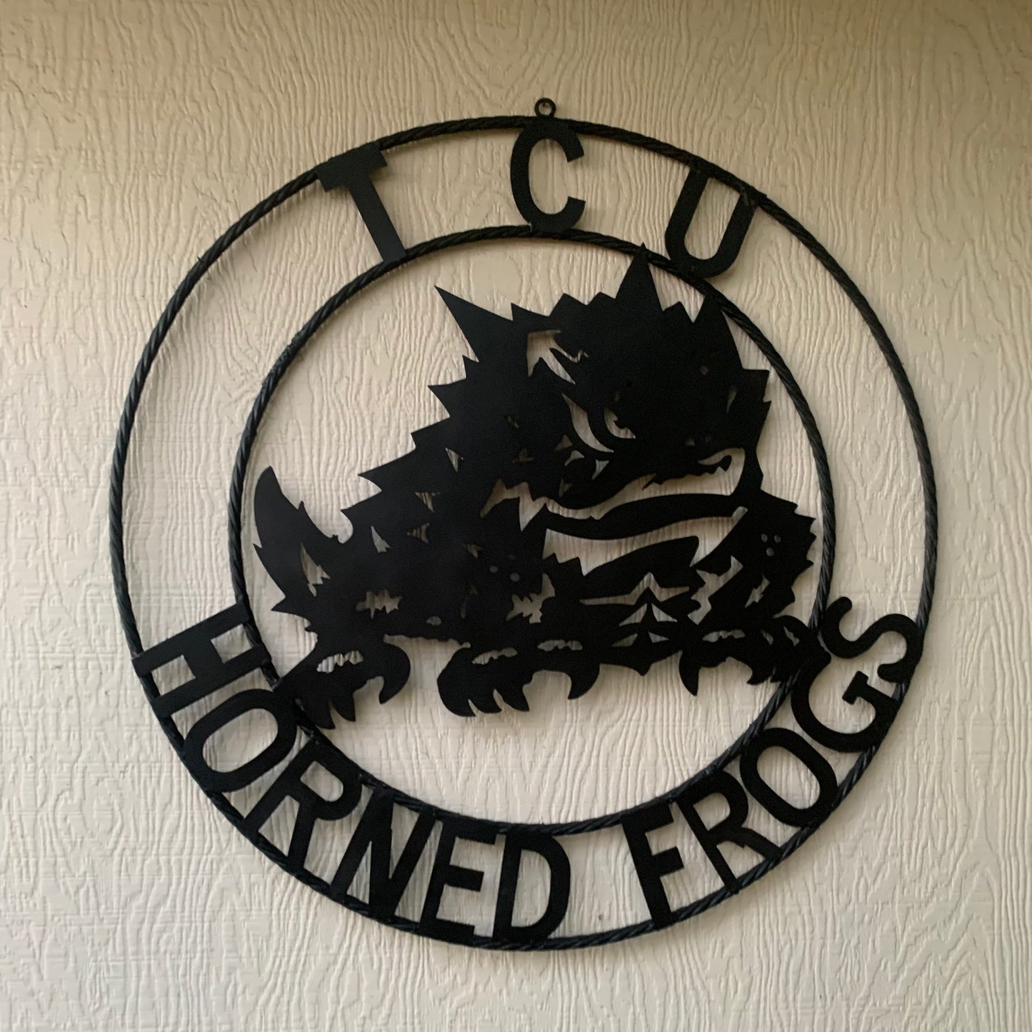 TCU HORNED FROGS BLACK CUSTOM METAL VINTAGE CRAFT TEAM SIGN HANDMADE
