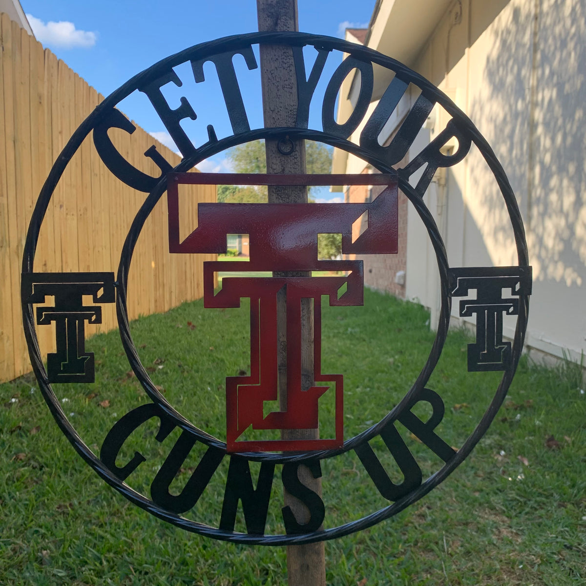 12", 18", 24", 32" GET YOUR GUNS UP TEXAS TECH CUSTOM METAL VINTAGE CRAFT TEAM SIGN