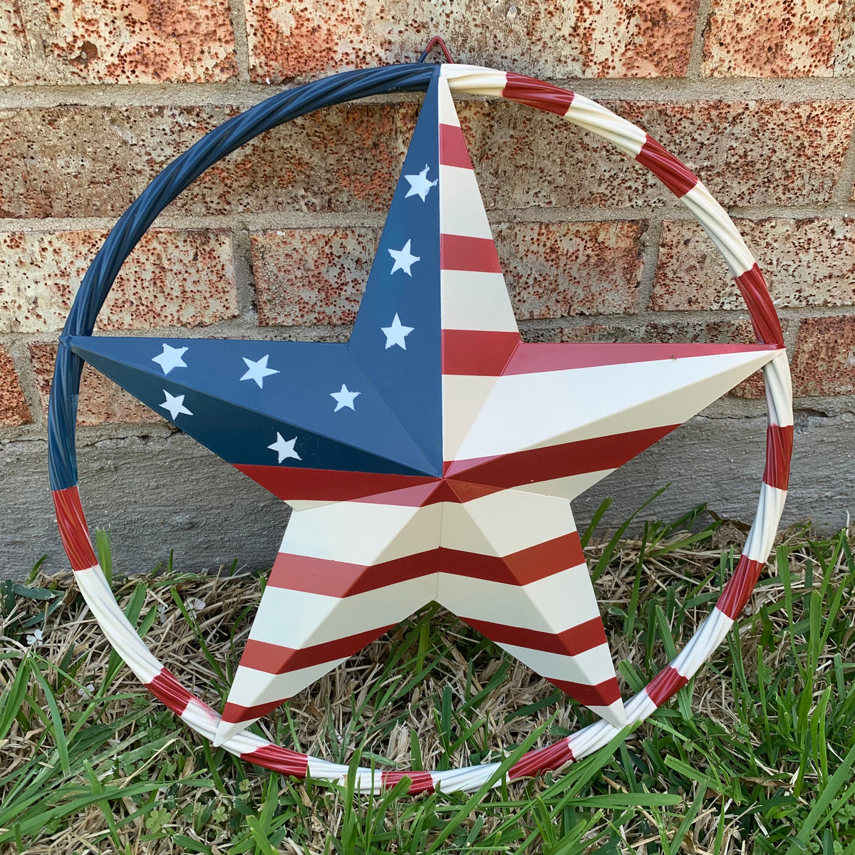 AMERICAN USA FLAG BARN STAR METAL RED IVORY BEIGE BLUE STAR12",16",24",32"36",38",40",48"