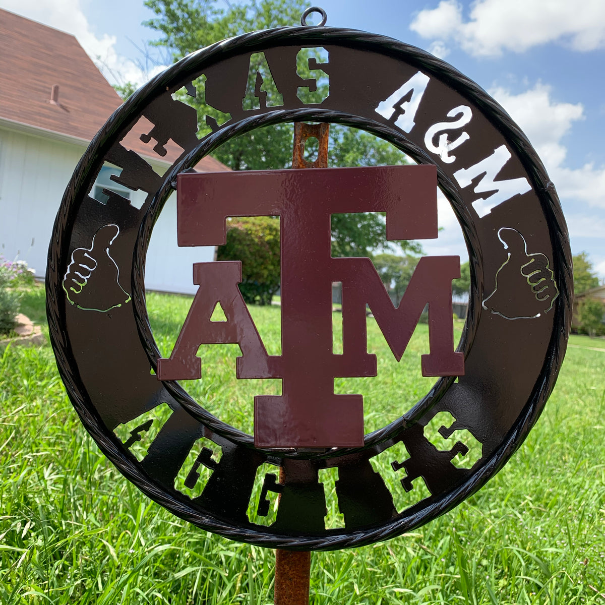 12",18",24",32" TEXAS A&M AGGIES WIDE BAND RING CUSTOM METAL VINTAGE CRAFT TEAM SIGN HANDMADE