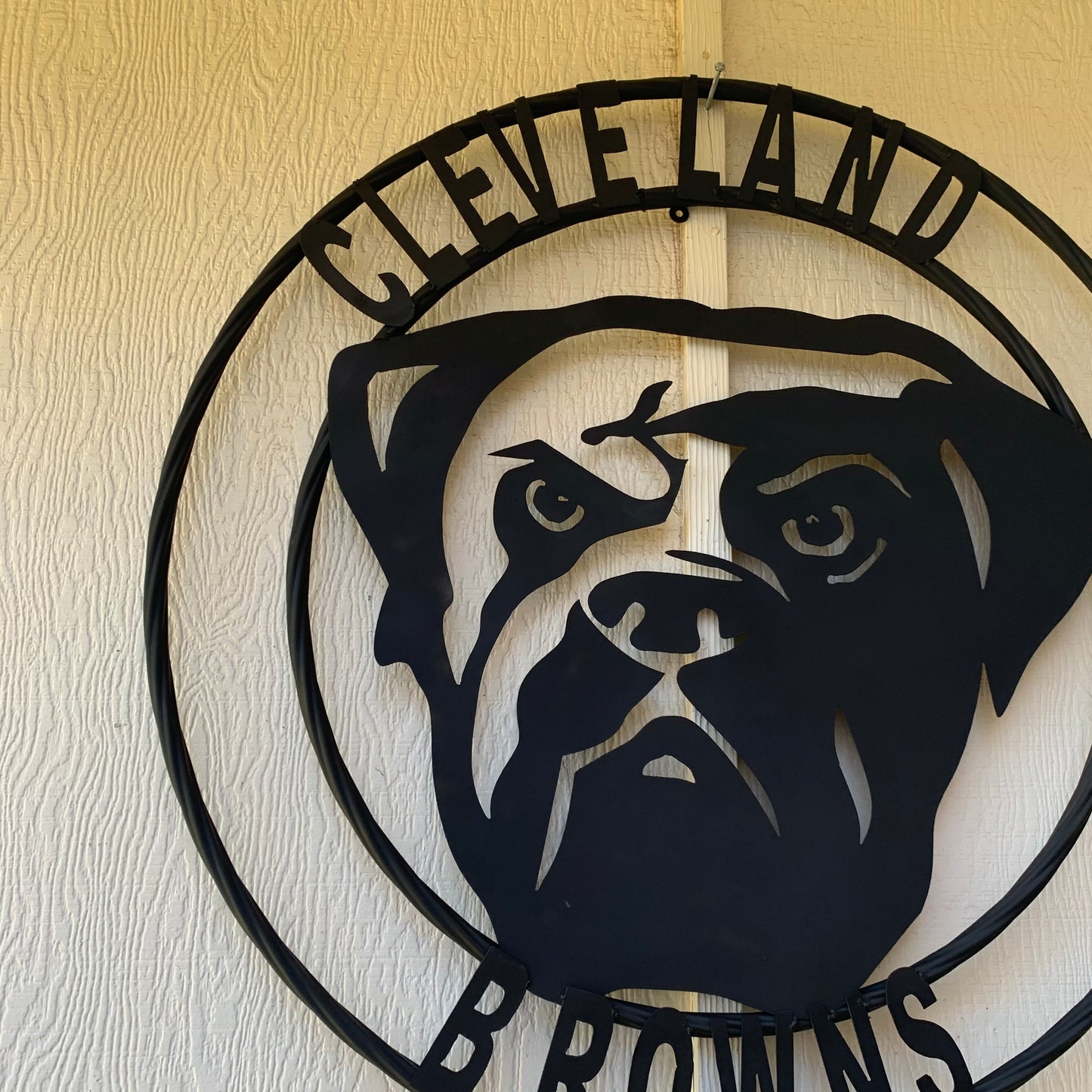CLEVELAND BROWNS METAL CUSTOM VINTAGE CRAFT ART HANDMADE RUSTIC BLACK