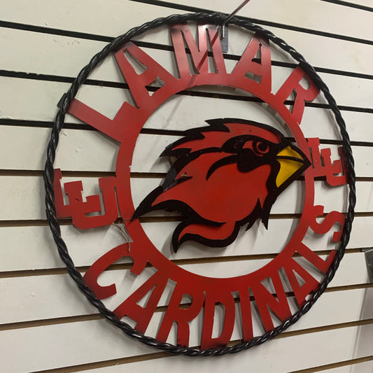 LAMAR CARDINALS CUSTOM METAL VINTAGE CRAFT SIGN WALL ART RUSTIC TEAM WESTERN HOME DECOR HANDMADE