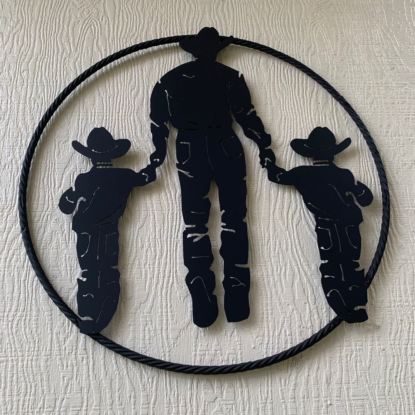 24" FATHER & 2 SON LASER CUT METAL WALL ART CUSTOM VINTAGE CRAFT RUSTIC BLACK HAND MADE