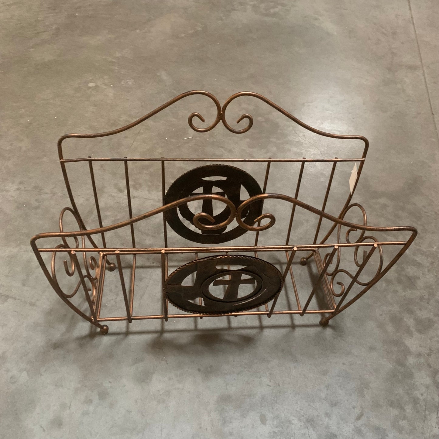 16" CROSS TEXAS MAP MAGAZINE HOLDER RACK WESTERN HOME DECOR METAL NEW ART #EH12037