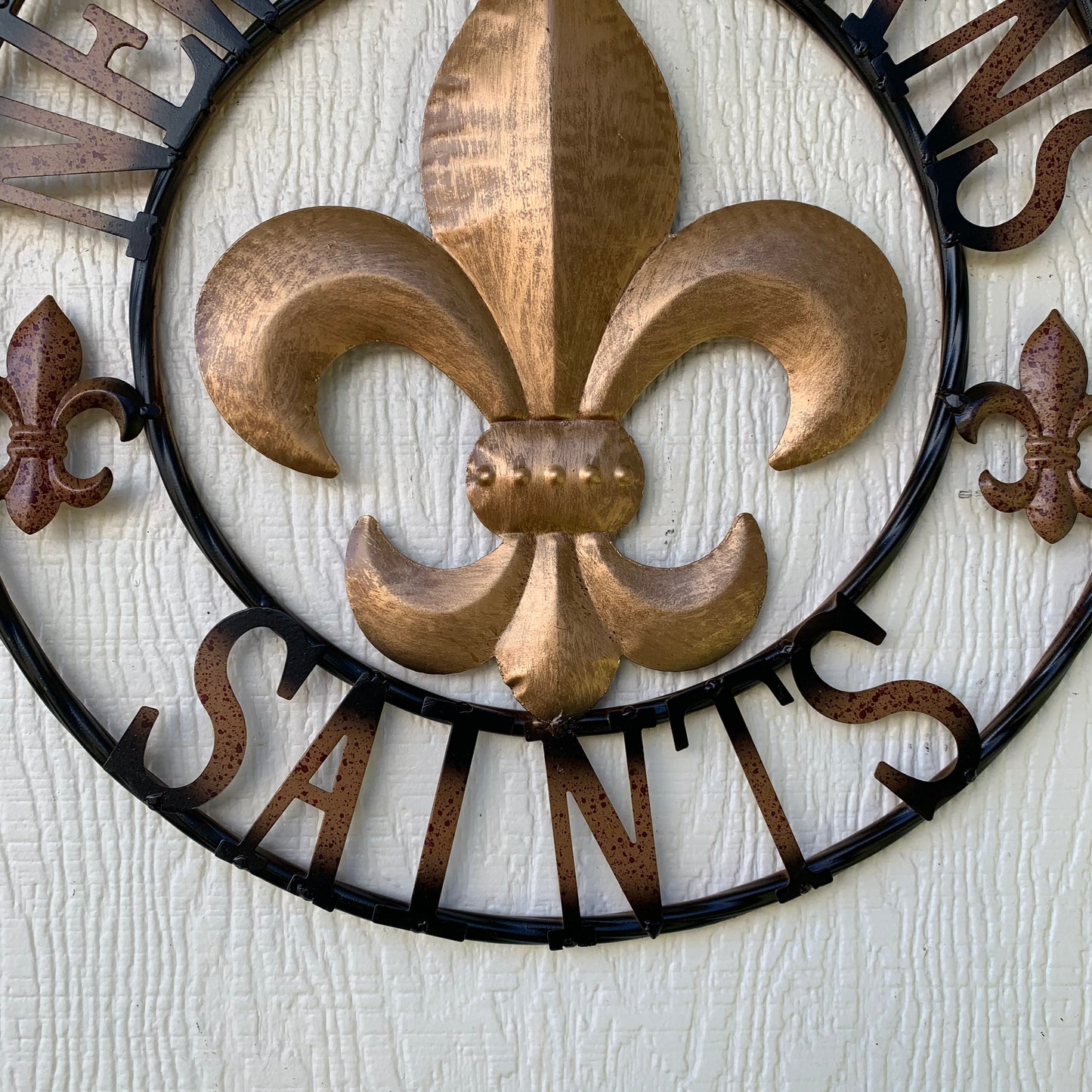 NEW ORLEANS SAINTS METAL SIGN WALL ART WESTERN HOME DECOR GOLD & BLACK HANDMADE #EH10272