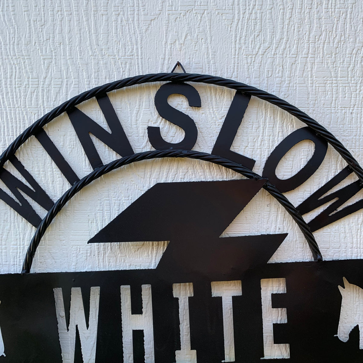CUSTOM NAME LIGHTNIN HORSE STYLE SIGN RAW METAL BARN ROPE RING WESTERN HOME DECOR HANDMADE 24",32",36"